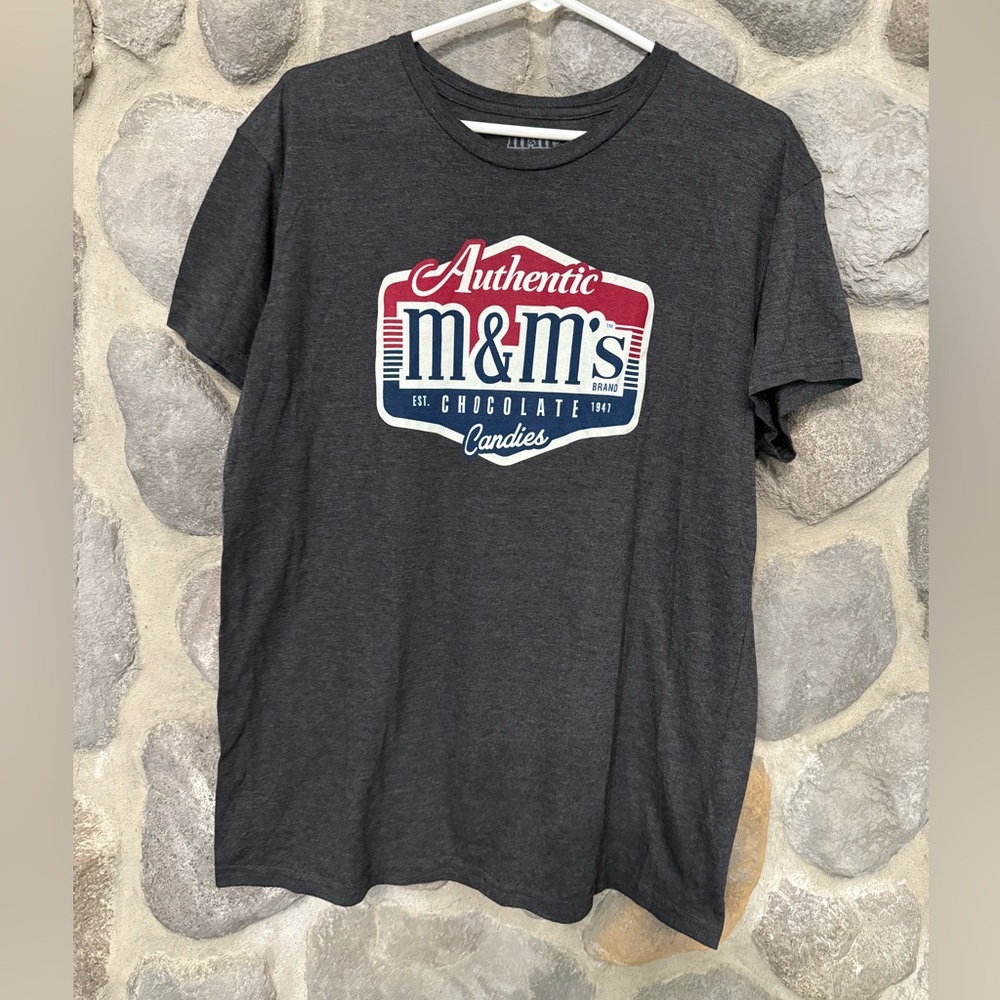 M&M’s Authentic Logo Graphic Tee Charcoal Gray Size L  RETRO